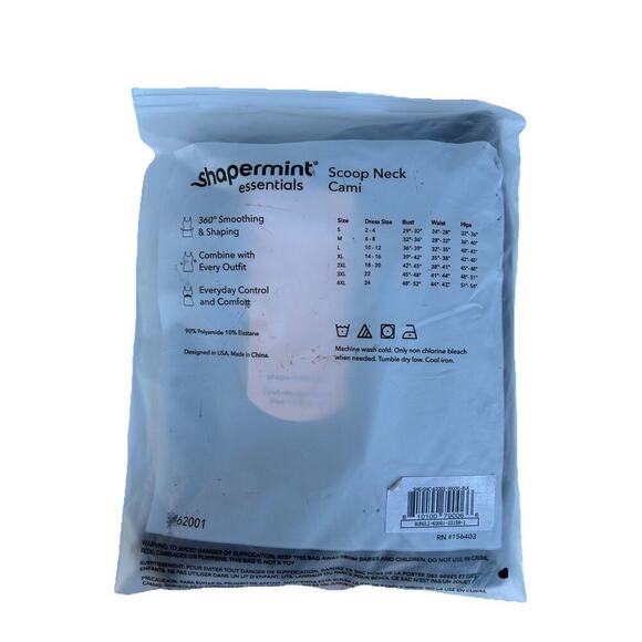 Shapermint Essentials All Day Every Day Scoop Neck Cami 4XL Black NEW 62001 - Picture 8 of 10